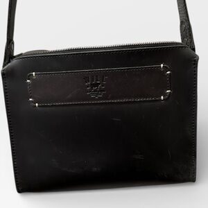 Will Leather Goods Black Leather Mini Crossbody Bag – Small Zip Top Purse